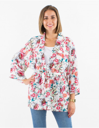 Chaqueta viscosa fina mangas 3/4 estampado bohemia