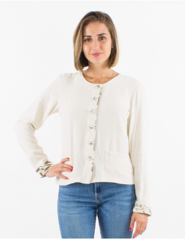Chaqueta 70% viscosa 30% lino lisa mangas largas