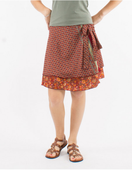 Falda corta poliester cruzada sari 