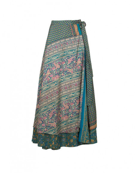 Falda larga poliester cruzada sari 