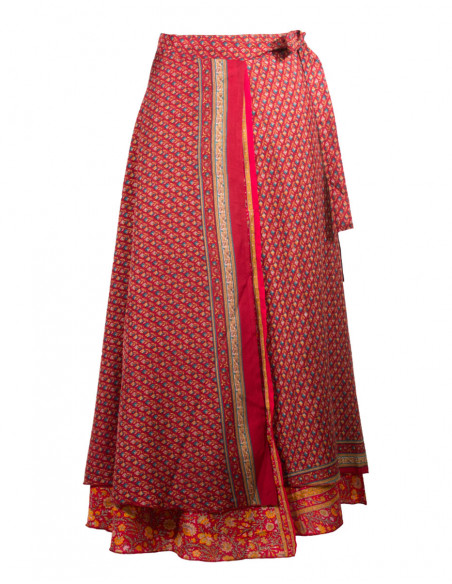 Falda larga poliester cruzada sari 
