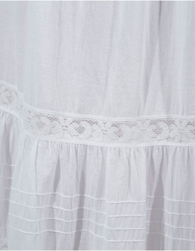 Falda larga algodon Blancoo encaje doblada
