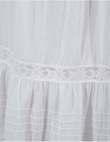 Falda larga algodon Blancoo encaje doblada