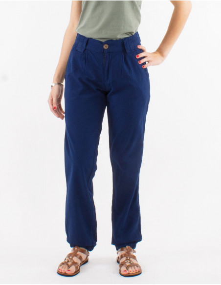 Pantalon algodon liso sw con bolsillos 