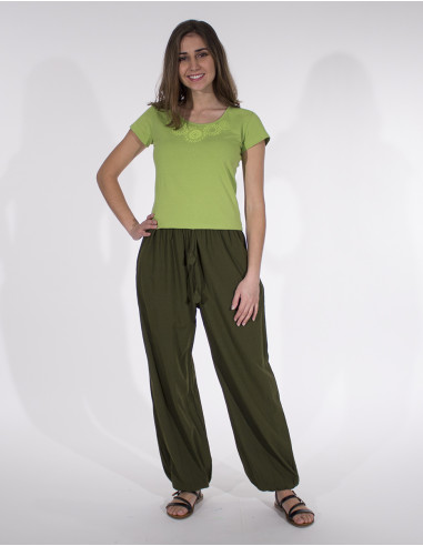 Pantalon mujer algodon elastico liso sw