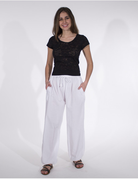 Pantalon mujer algodon elastico liso sw