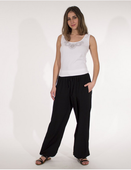 Pantalon mujer algodon elastico liso sw