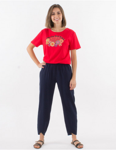 Pantalon 54% lino 46% viscosa 2 bolsillos...