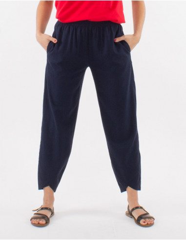 Pantalon 54% lino 46% viscosa 2 bolsillos...