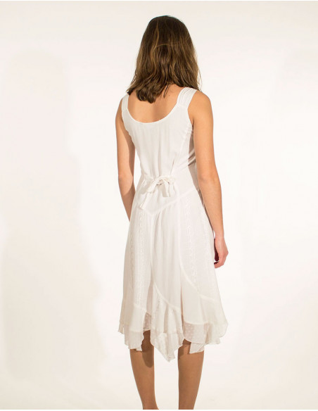 Vestido viscosa bordado godet lentejuelas sw tirantes