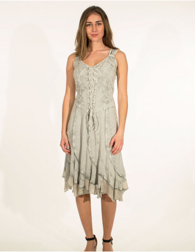 Vestido viscosa bordado godet lentejuelas sw...