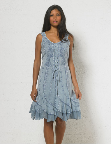 Vestido viscosa bordado godet lentejuelas sw...