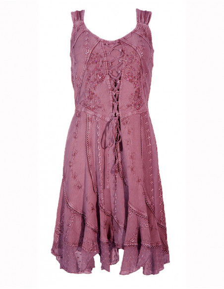 Vestido viscosa bordado godet lentejuelas sw tirantes