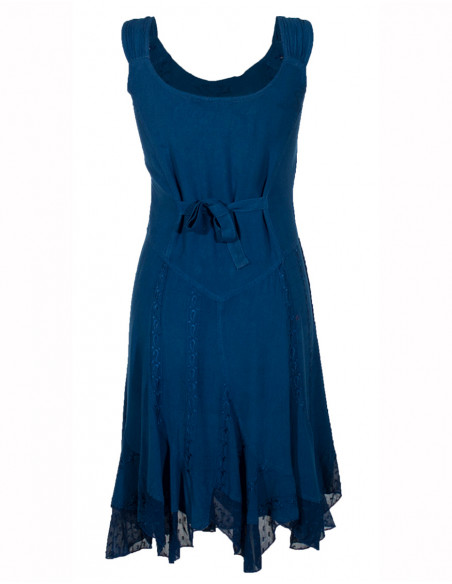 Vestido viscosa bordado godet lentejuelas sw tirantes