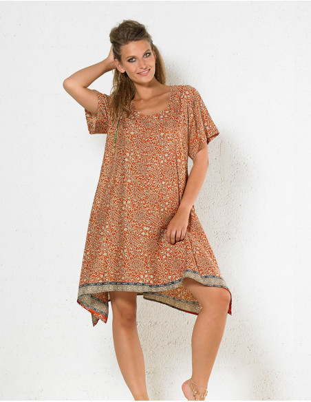 Vestido poliester mangas cortas sari