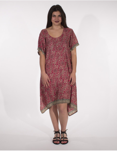 Vestido poliester mangas cortas sari