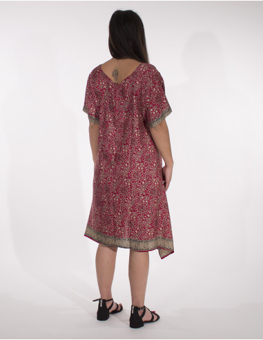 Vestido poliester mangas cortas sari