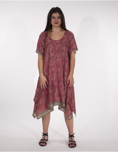 Vestido poliester mangas cortas sari