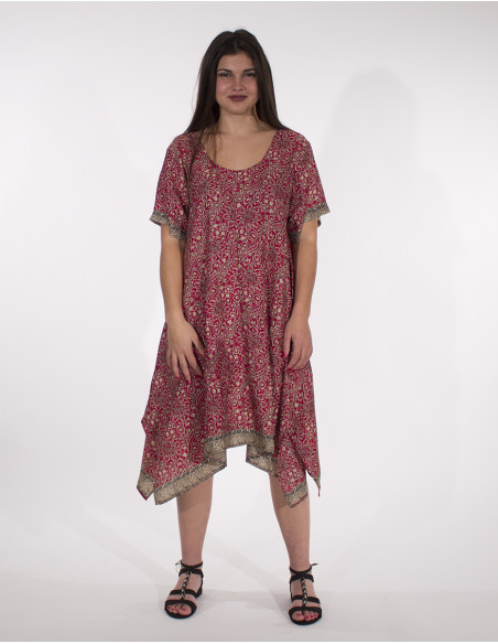 Vestido poliester mangas cortas sari