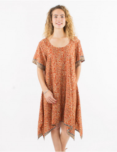 Vestido poliester mangas cortas sari