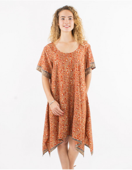 Vestido poliester mangas cortas sari