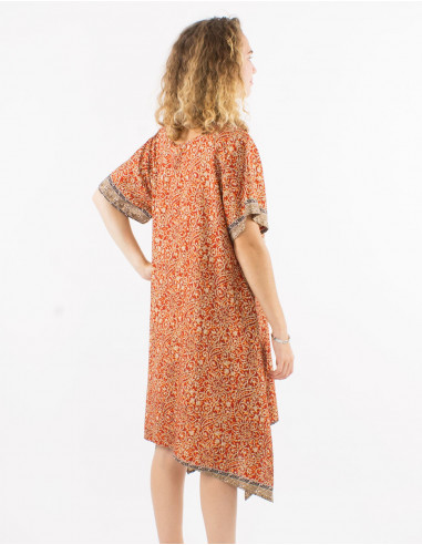 Vestido poliester mangas cortas sari