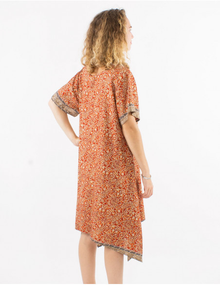 Vestido poliester mangas cortas sari