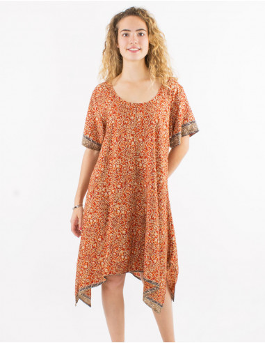 Vestido poliester mangas cortas sari