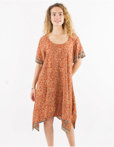 Vestido poliester mangas cortas sari