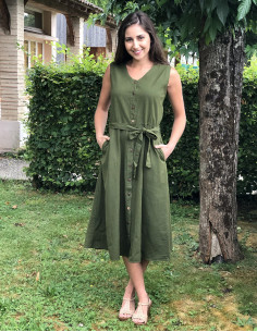 Vestido algodon liso con...