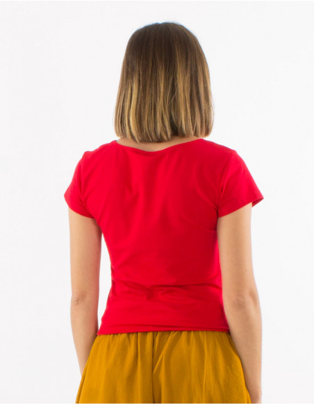 Camiseta 95% algodon 5% elastano mangas cortas dibujo mandala