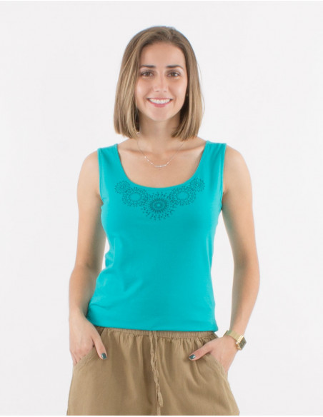 Camiseta 95% algodon 5% elastano debardeur dibujo mandala