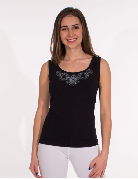 Camiseta 95% algodon 5% elastano debardeur dibujo mandala
