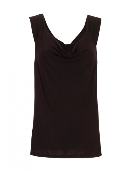 Camiseta 95% viscosa 5% elastano lisa cuello benitier