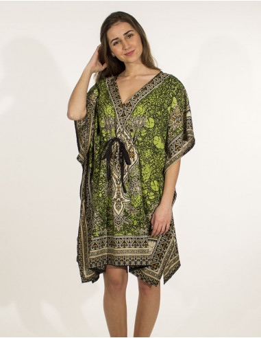 Tunica kaftan poliester estampado