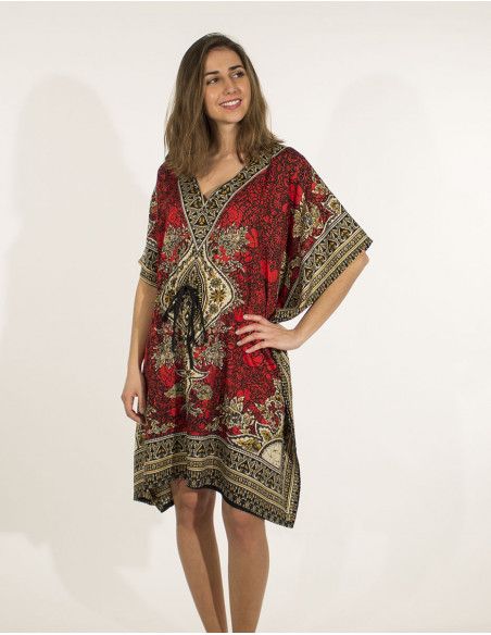 Tunica kaftan poliester estampado
