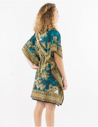Tunica kaftan poliester estampado