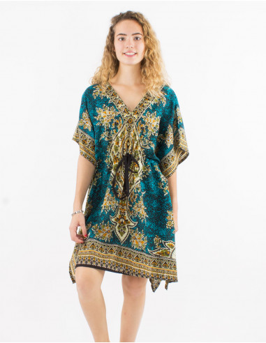 Tunica kaftan poliester estampado