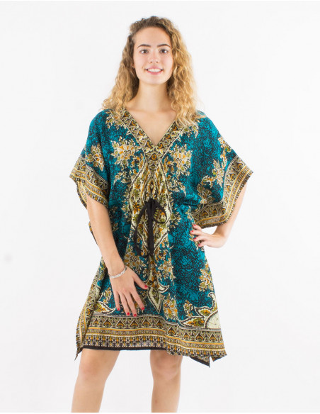 Tunica kaftan poliester estampado