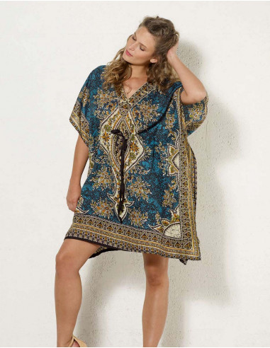 Tunica kaftan poliester estampado