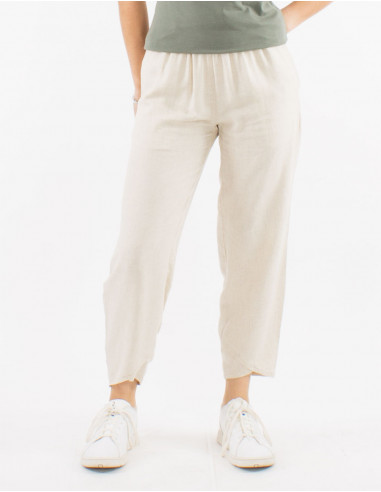 Pantalon 54% lino 46% viscosa 2 bolsillos...