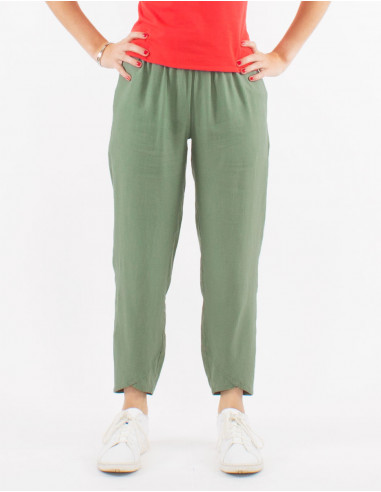 Pantalon 54% lino 46% viscosa 2 bolsillos...