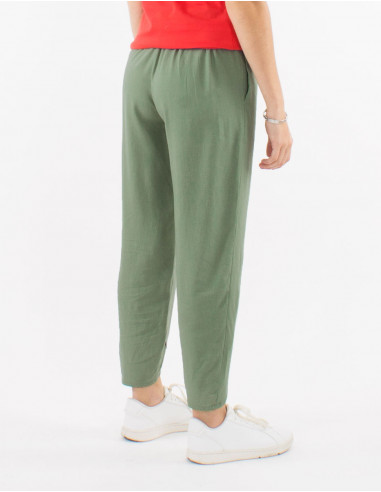 Pantalon 54% lino 46% viscosa 2 bolsillos...