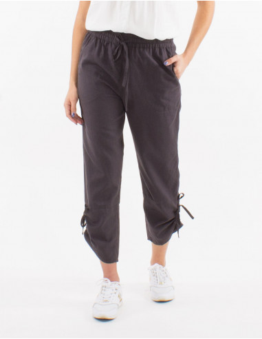 Pantalon 91% algodon 9%  lino liso