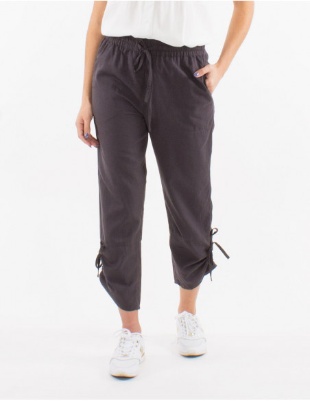 Pantalon 91% algodon 9%  lino liso