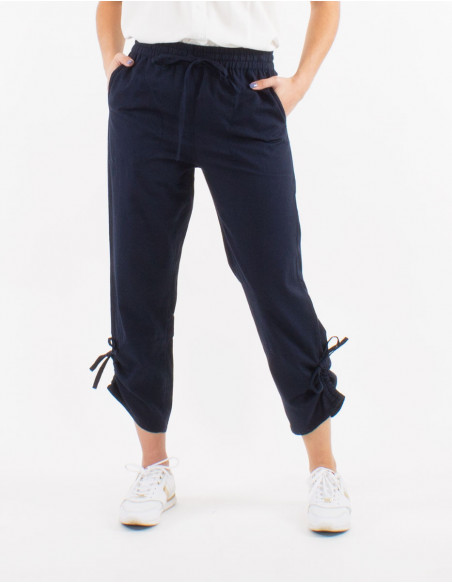 Pantalon 91% algodon 9%  lino liso