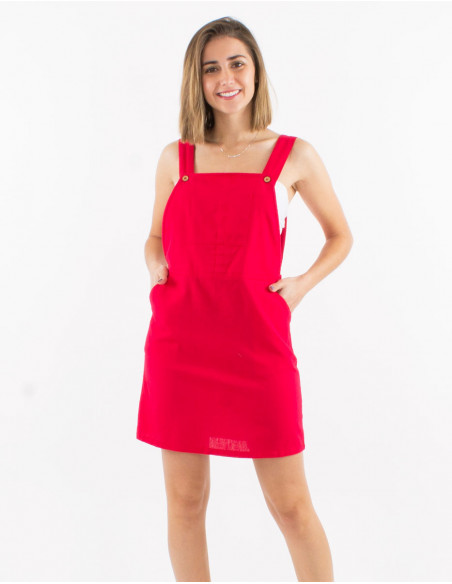 Vestido corto 91% algodon 9% lino tipo peto