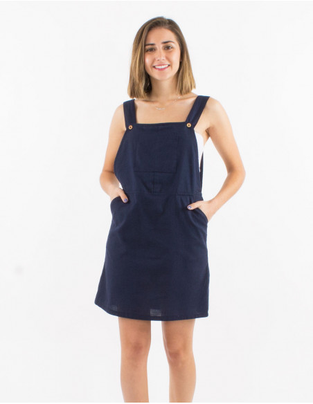 Vestido corto 91% algodon 9% lino tipo peto