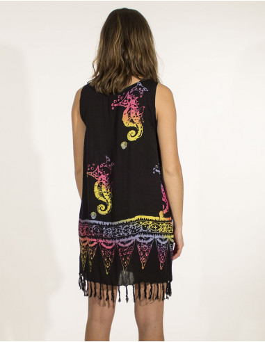 Minivestido viscosa flecos