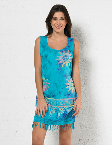 Minivestido viscosa flecos